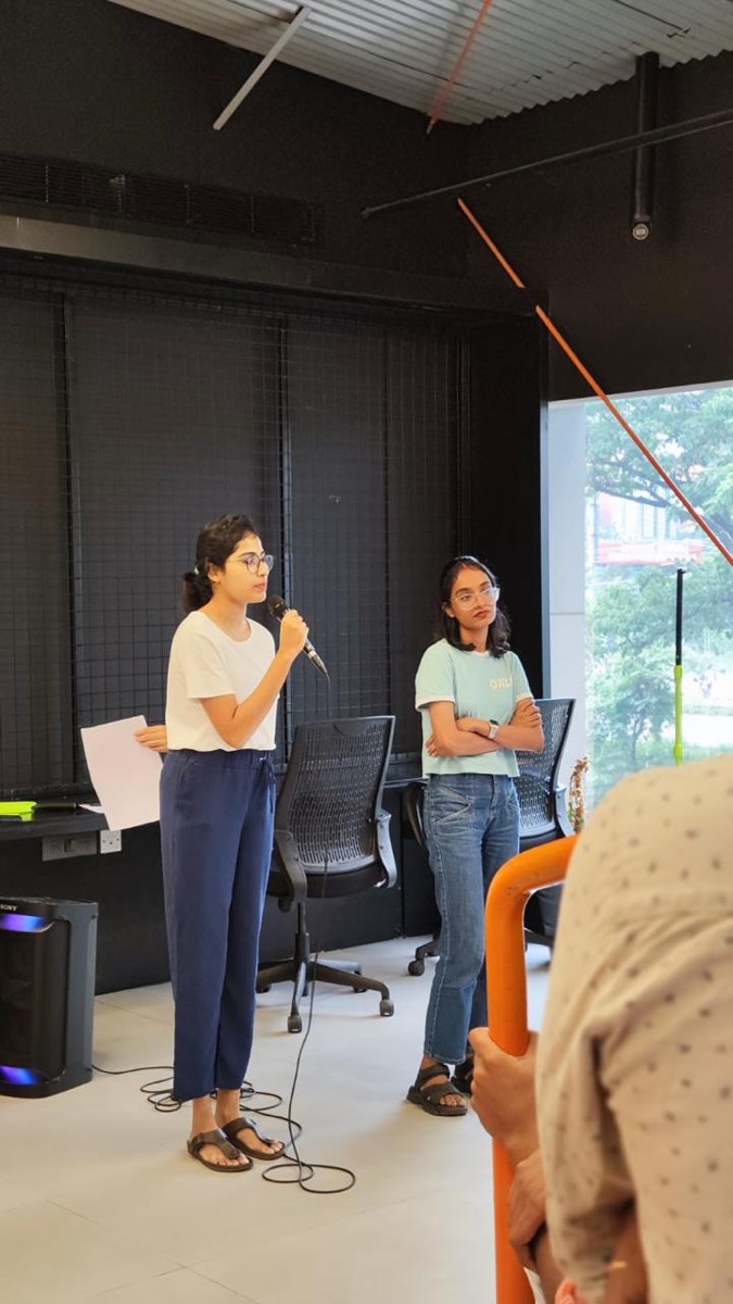 A team member presenting at an internal session